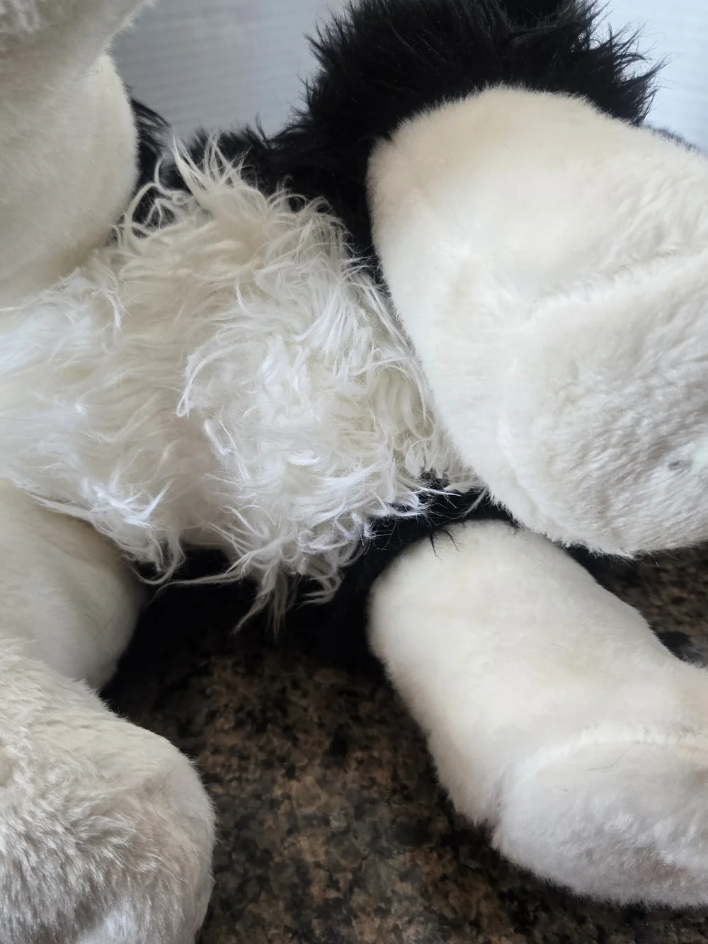 Build A Bear Workshop Black & White Plush Dog Toy with Red Patterned Leash
